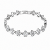 Silver Clover Crystal Bracelet