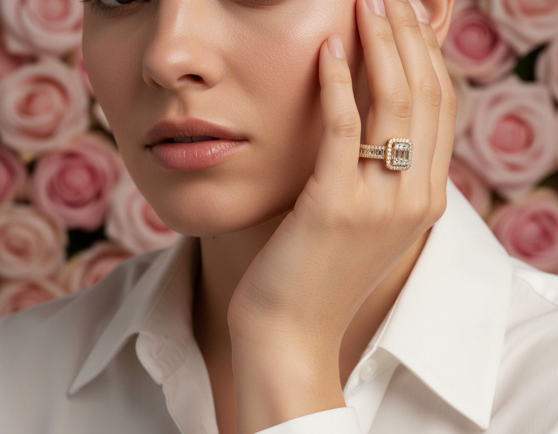 Emerald Cut Halo Ring
