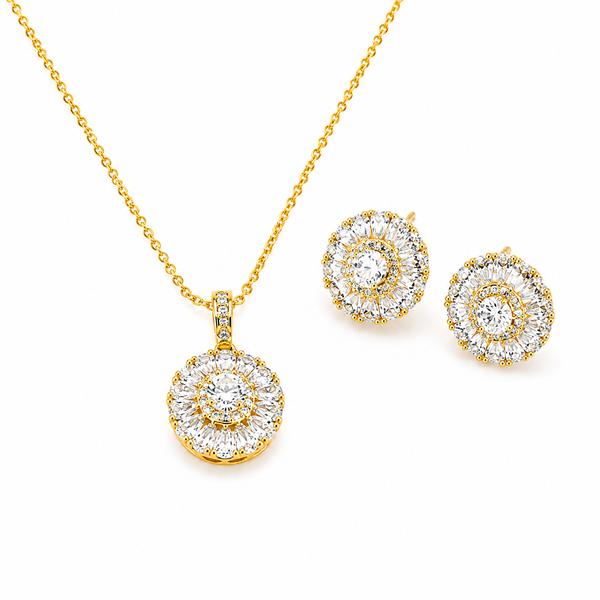 Halo Crystal Necklace & Earrings Set