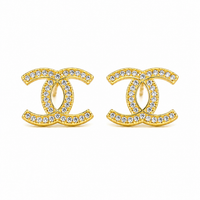 Double CC Zircon Stud Earrings