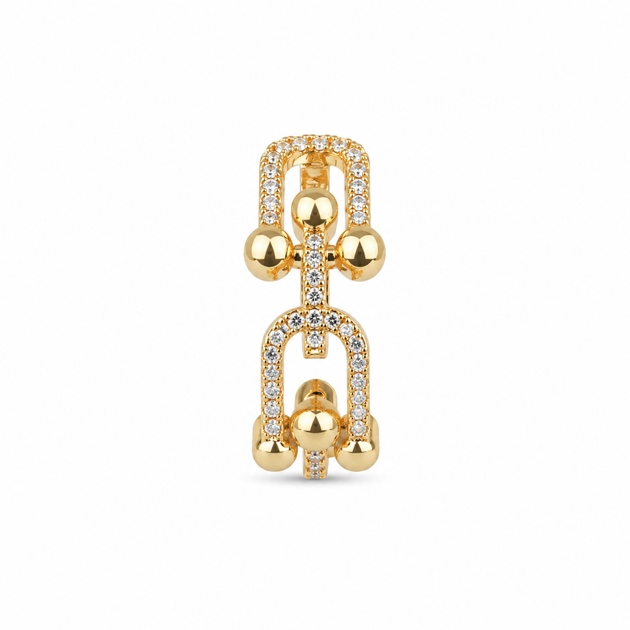 Golden Double Link Zircon Ring