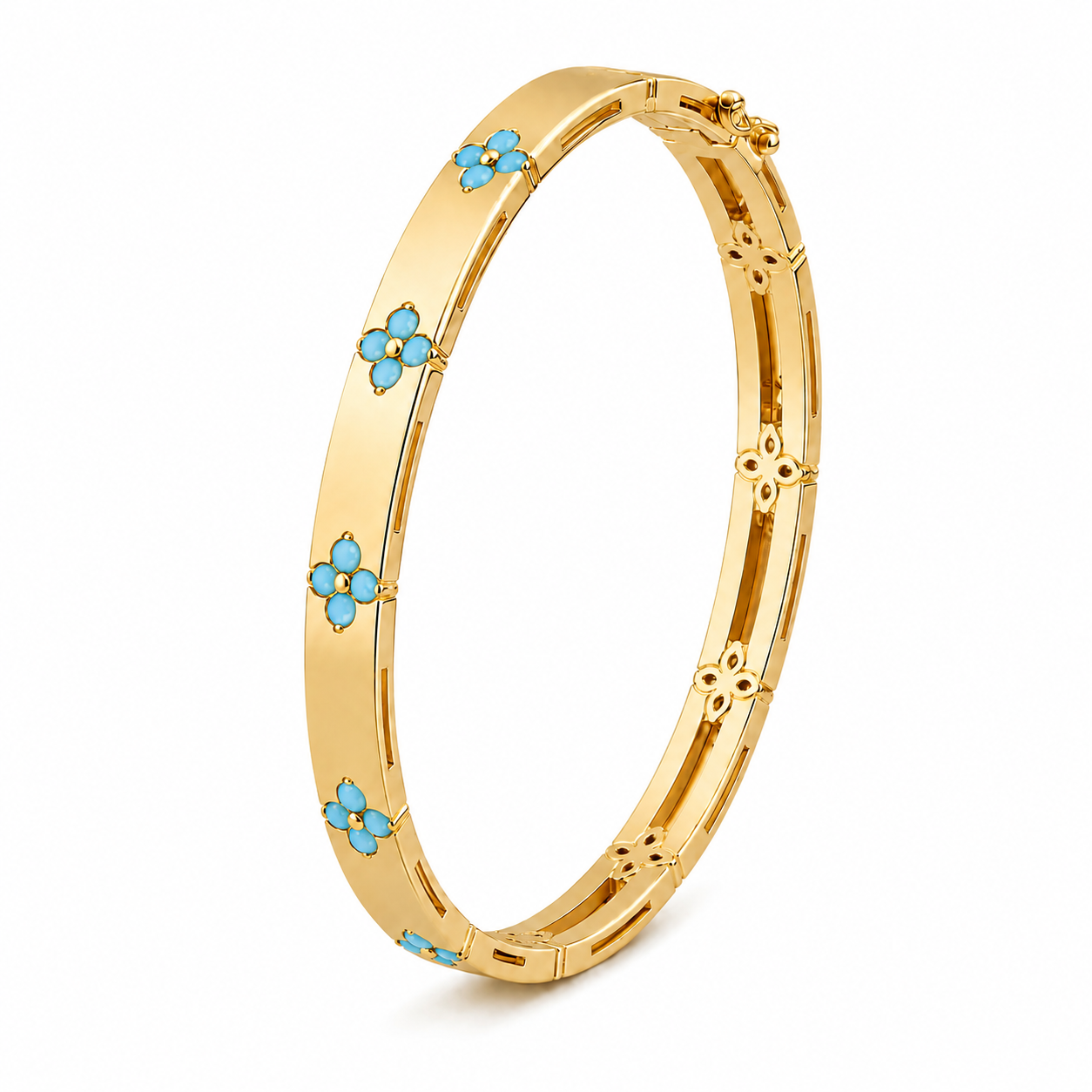 Turquoise Clover Gold Bangle