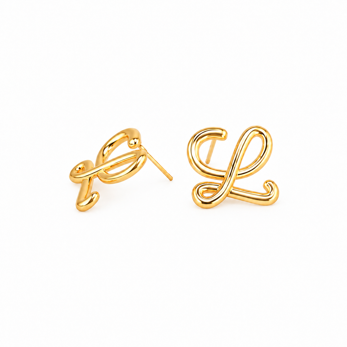 The Arabesque Gold Monogram Stud Earrings