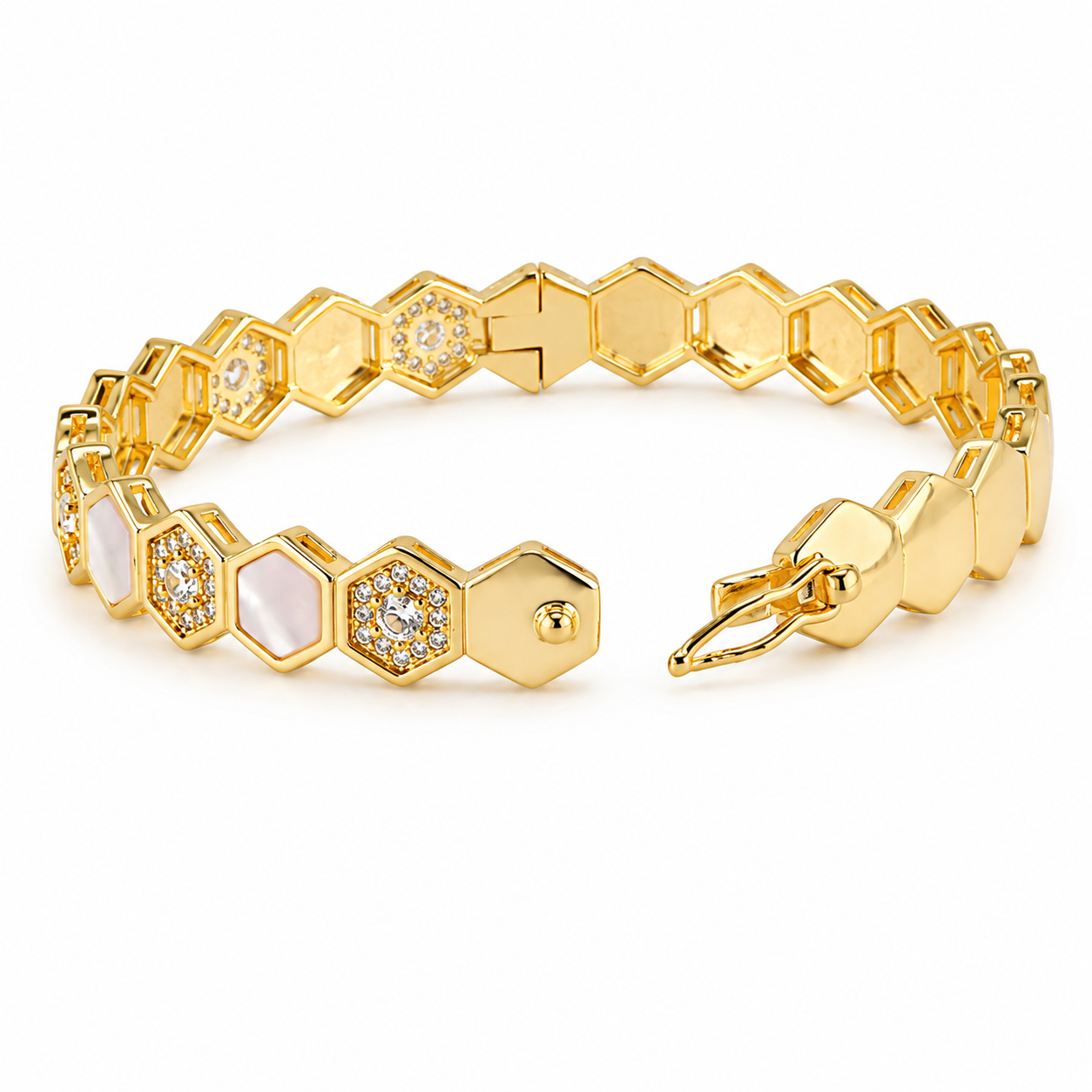 Hexa Pearl Crystal Bracelet