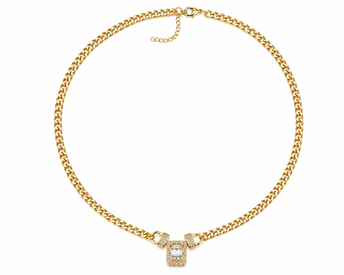 Emerald Drop Cuban Chain Necklace