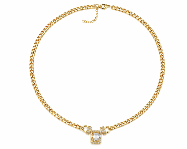 Emerald Drop Cuban Chain Necklace