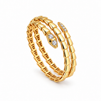 Gold Serpent Double Wrap Zircon Bracelet