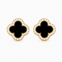 Black Clover Stud Earrings