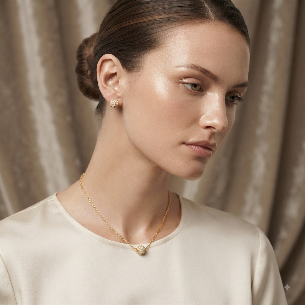 Radiant Pave Ball Jewelry Set