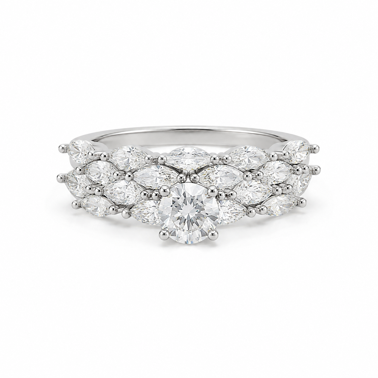 Silver Twins Marquise Ring
