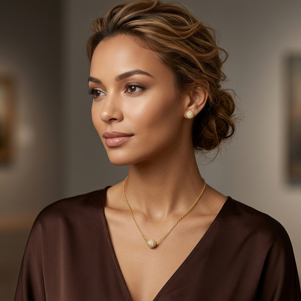 Radiant Pave Ball Jewelry Set
