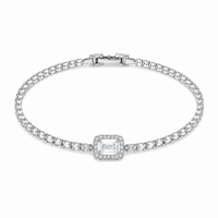 Emerald Halo Tennis Bracelet – Silver