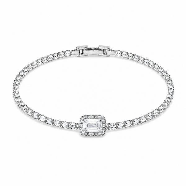 Emerald Halo Tennis Bracelet – Silver
