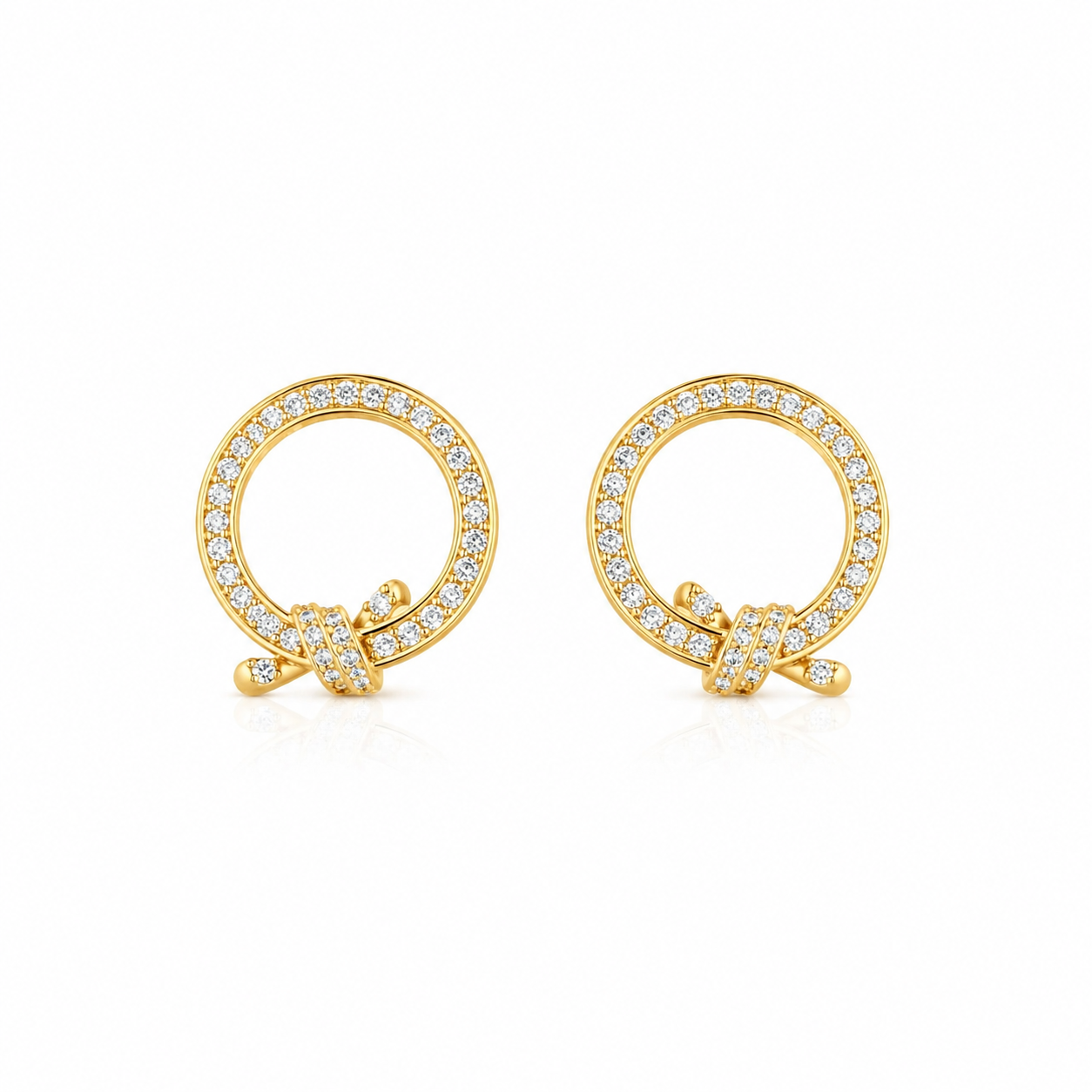 Knot Circle Zircon Stud Earrings