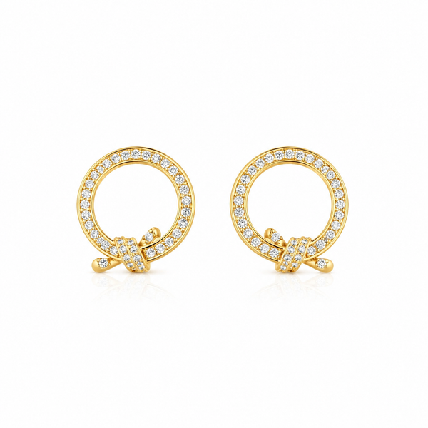 Knot Circle Zircon Stud Earrings