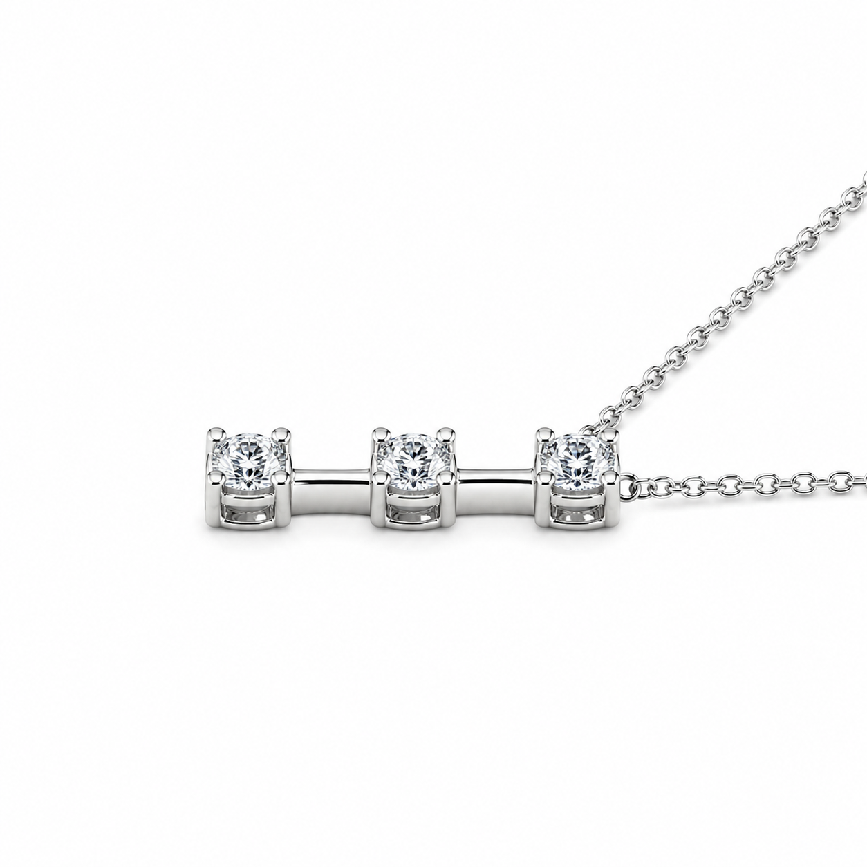 Sterling Silver Three-Stone Necklace