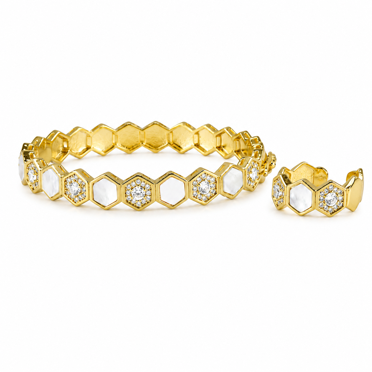 Hexa Pearl Crystal Bracelet