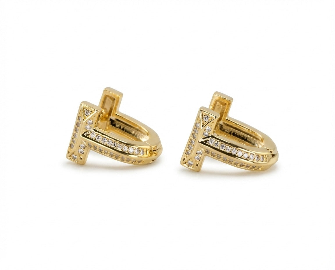 Pavé Initial T Stud Earrings