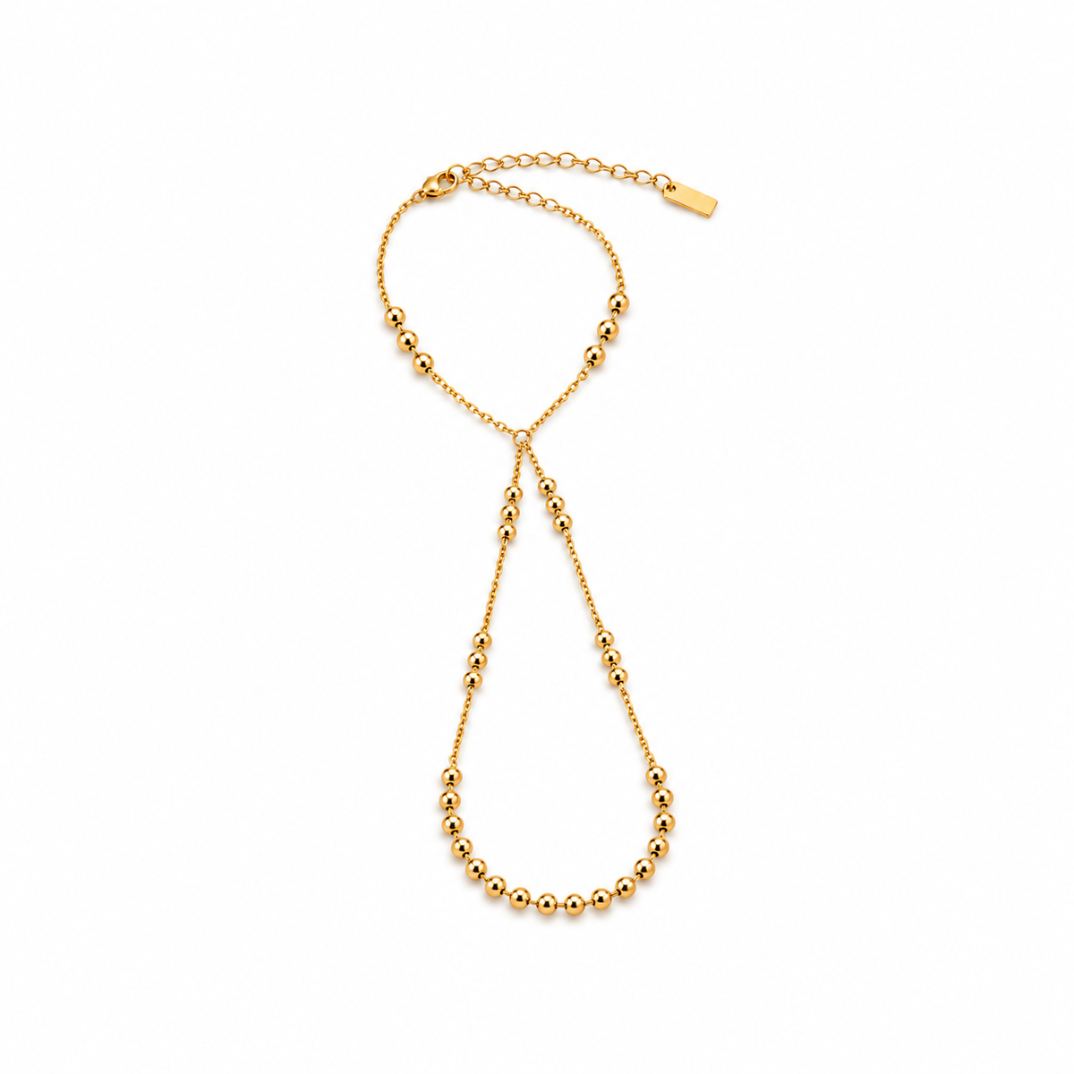 Golden Beaded Double-Finger Hand Chain