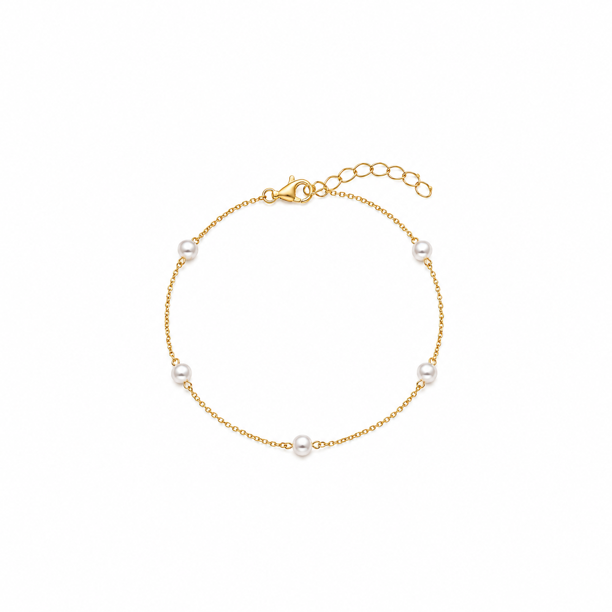 14K Gold Plated Silver Pearl Necklace & Bracelet Set