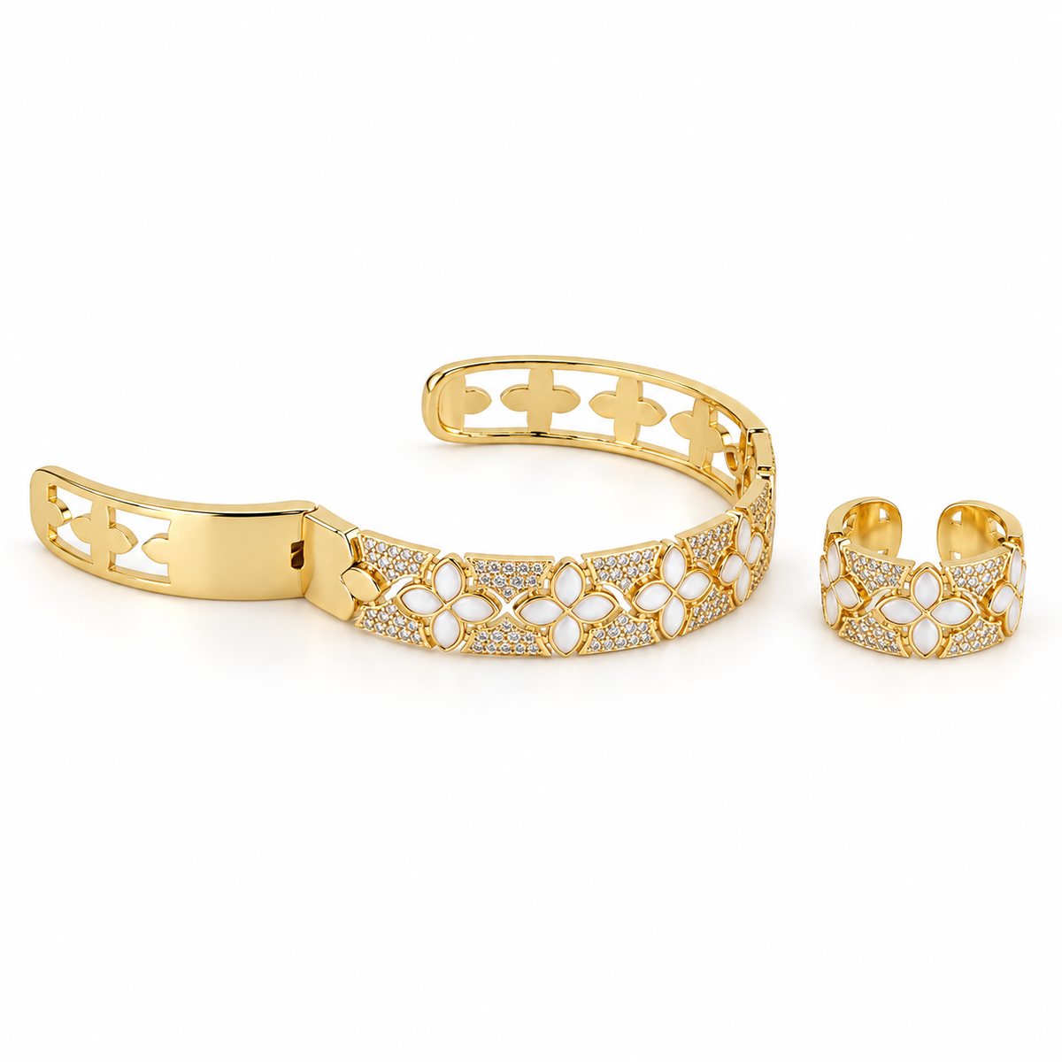 Camellia Pearl Bloom Bracelet & Ring Set