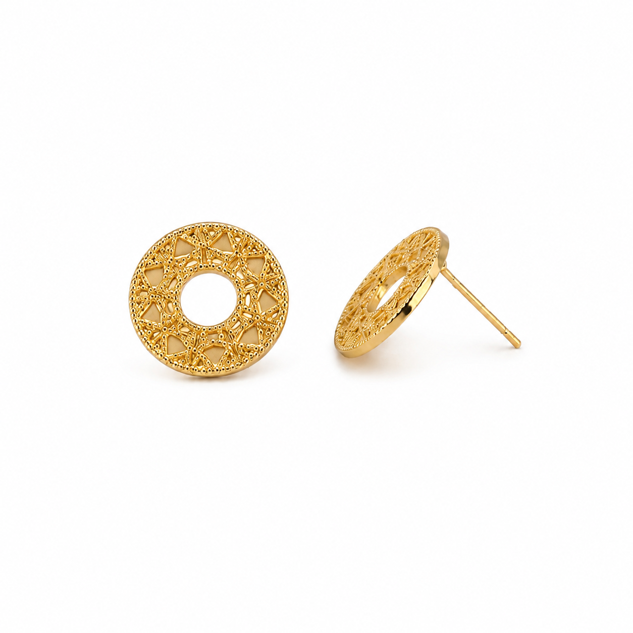 Golden Circle Pendant Necklace & Earrings Set