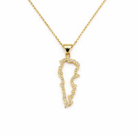 Lebanon Map Crystal Gold Necklace