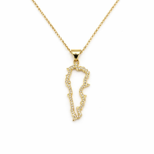 Lebanon Map Crystal Gold Necklace