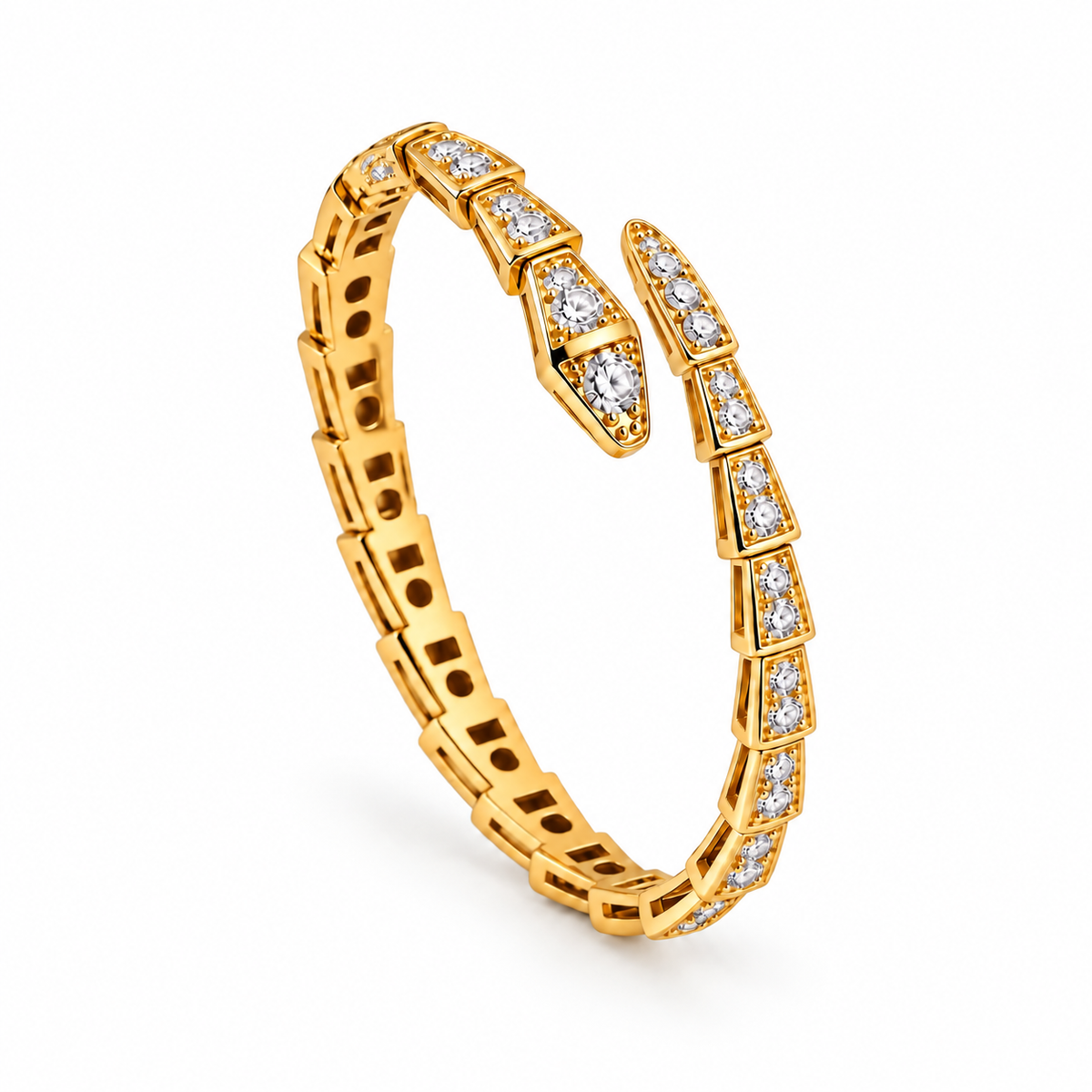 Gold Serpent Pavé Cuff Bracelet