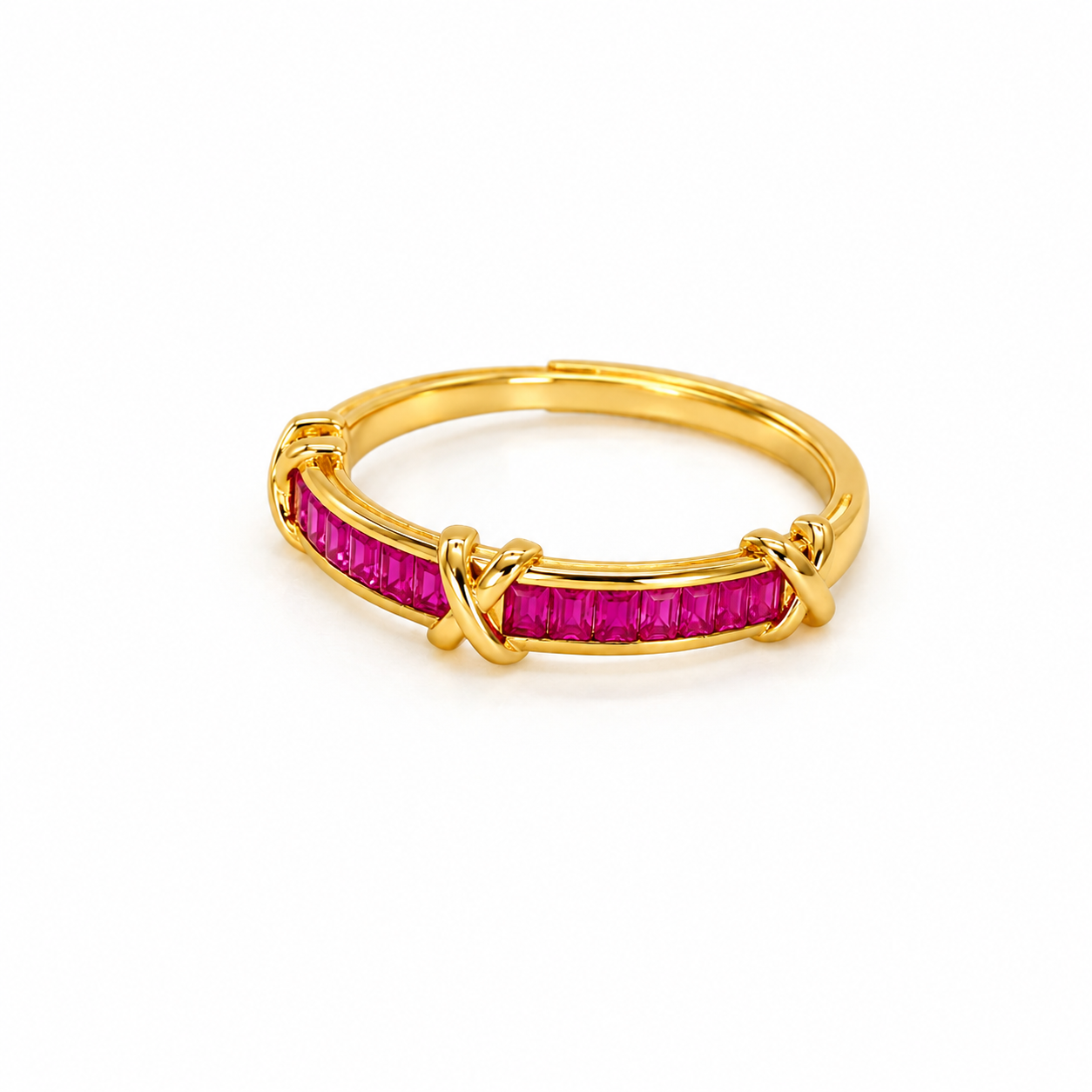 Adjustable Pink Baguette X Ring