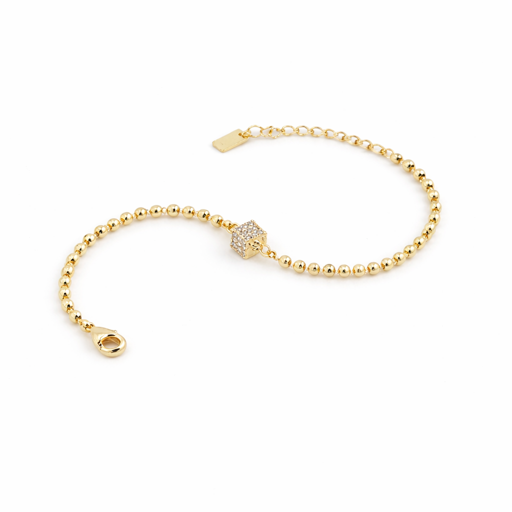 Golden Crystal Cube Bracelet