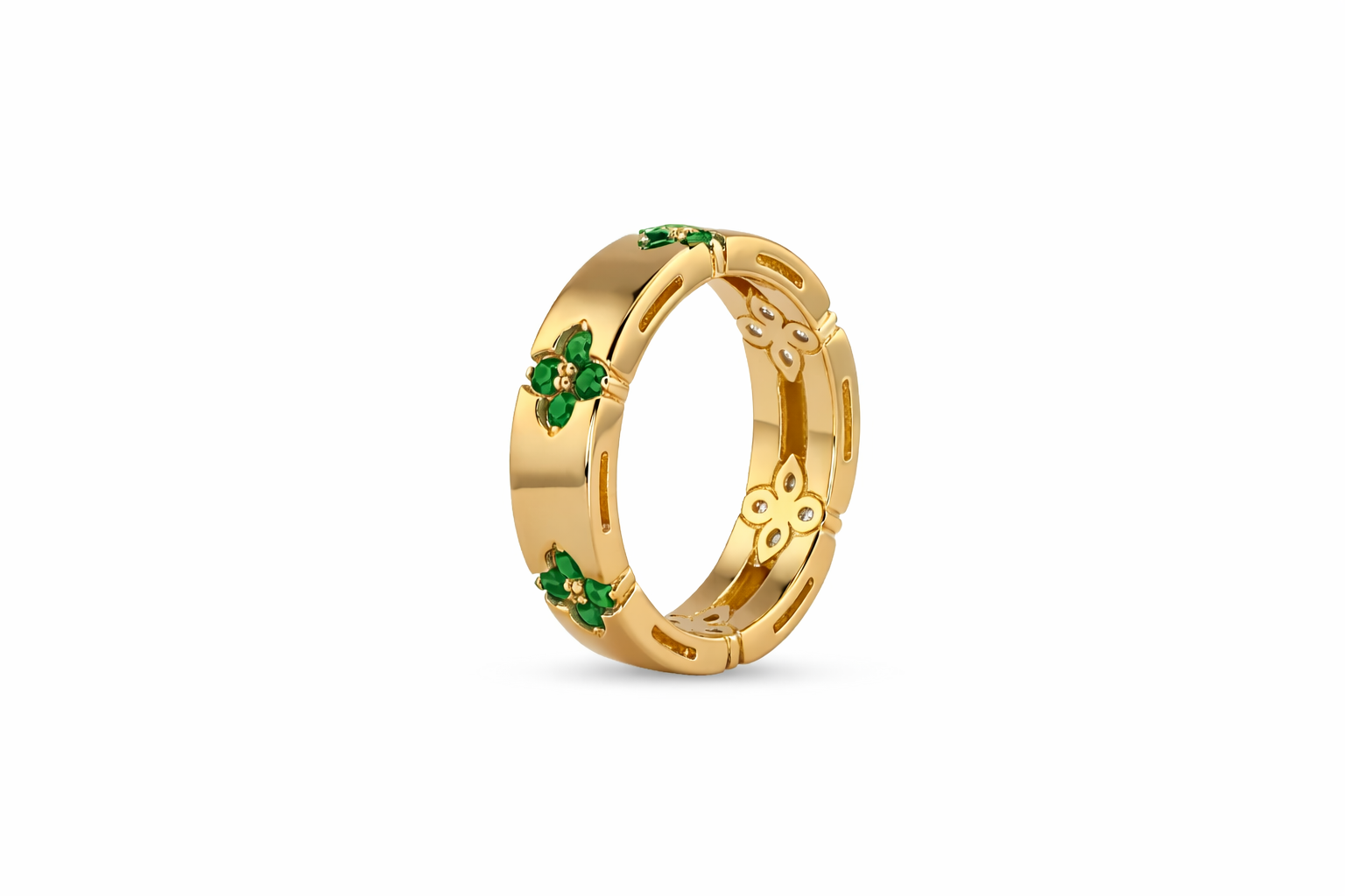 Emerald Blossom Gold Ring