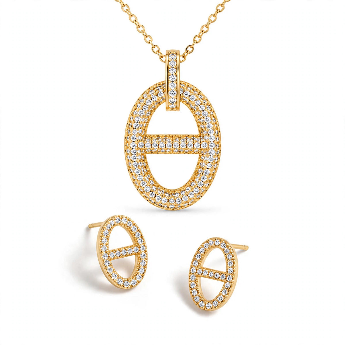 Trinity Oval Zircon Necklace