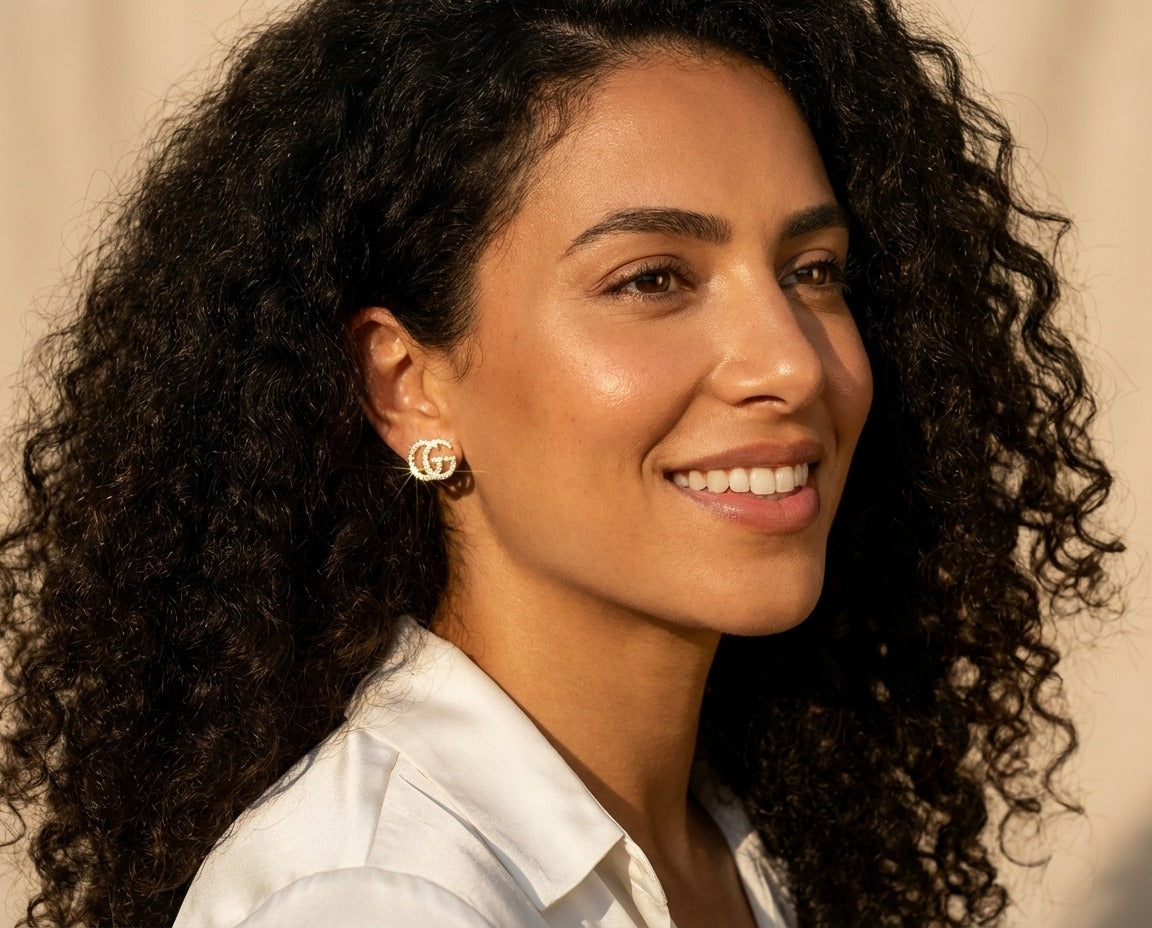 Pavé Initial G Stud Earrings