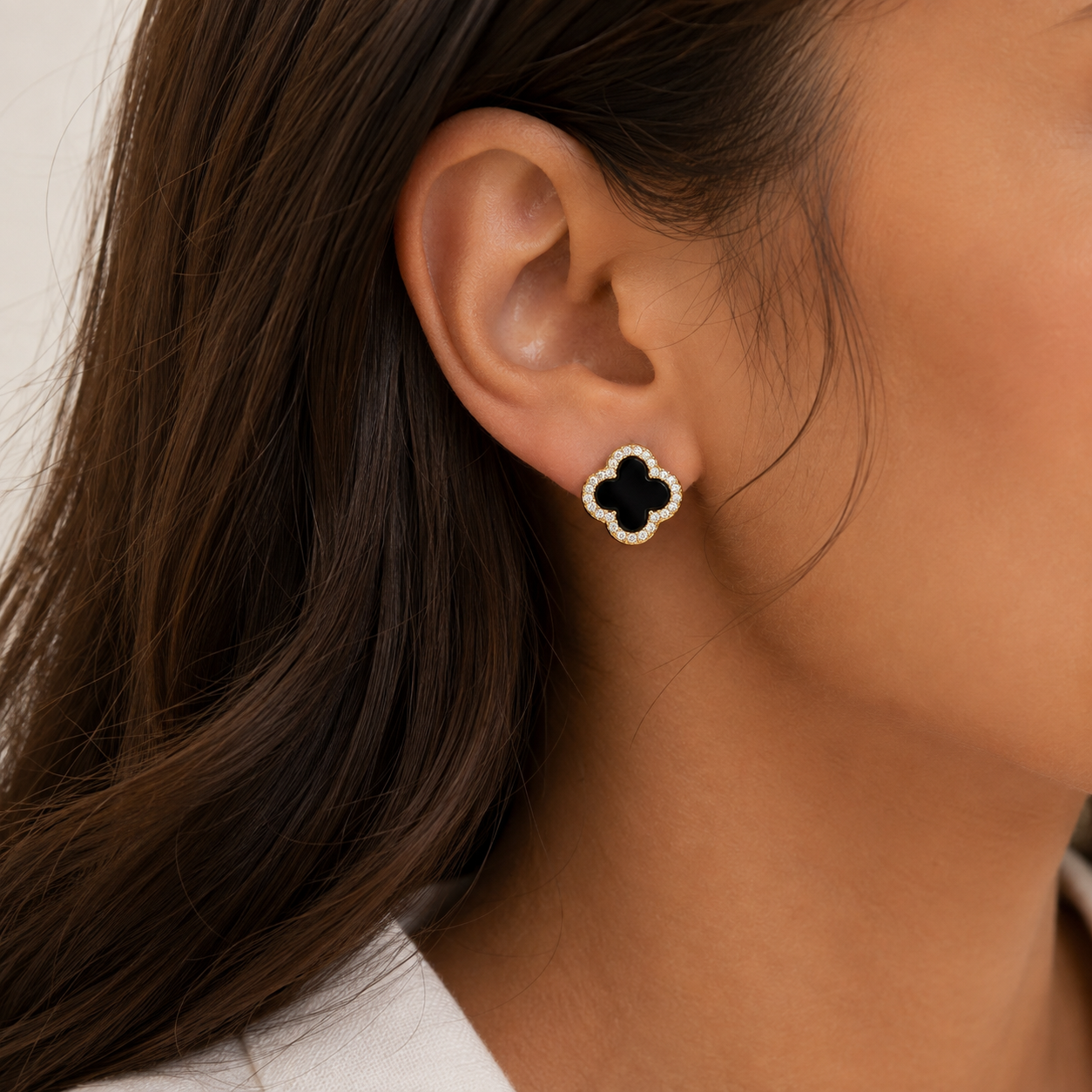 Black Clover Stud Earrings