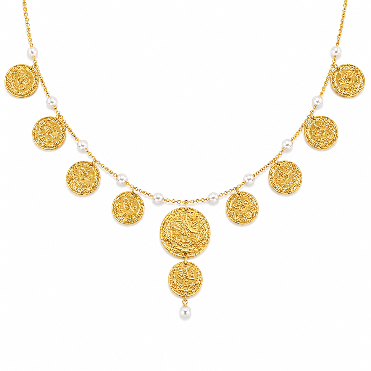 Royal Pearl Coin Necklace