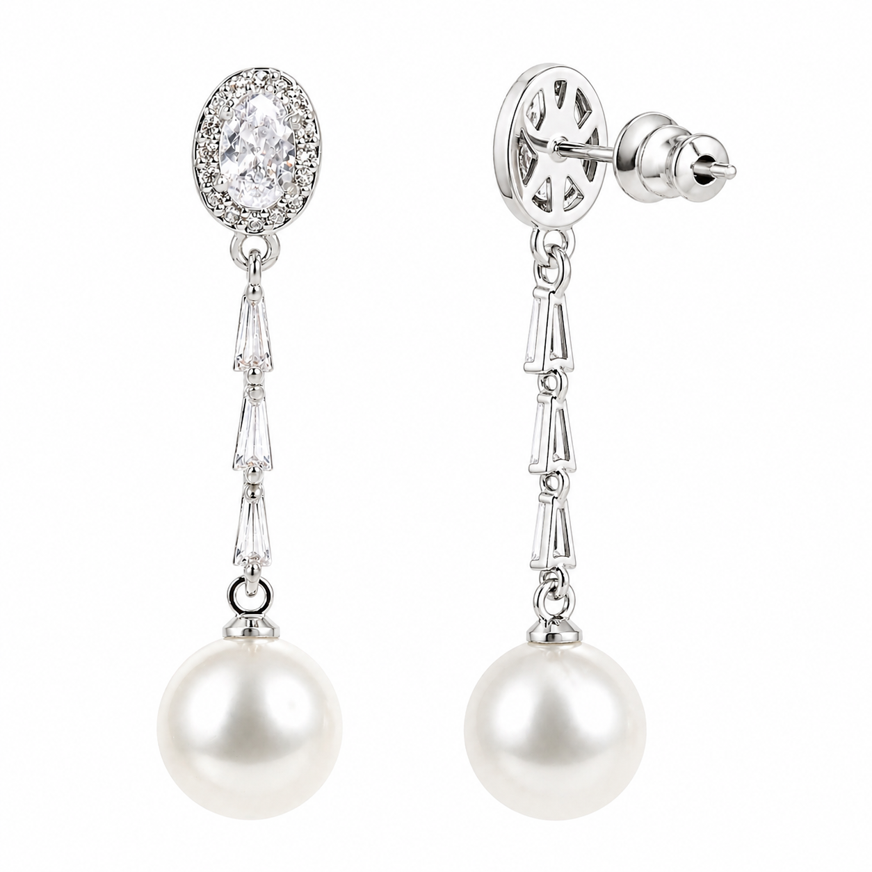 Silver Pearl Drop Earrings