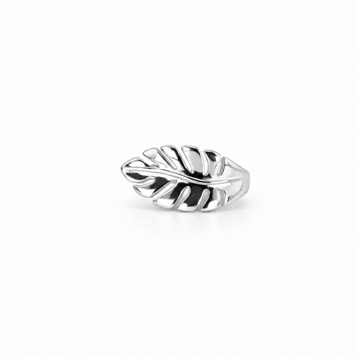 Silver Monstera Leaf Ring