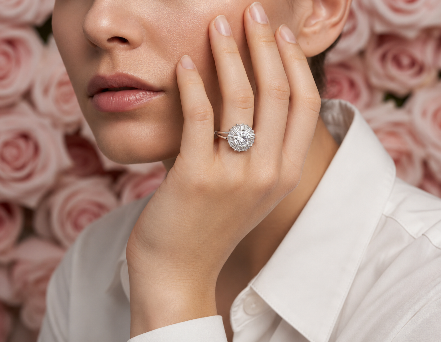 Silver Radiance Halo Ring
