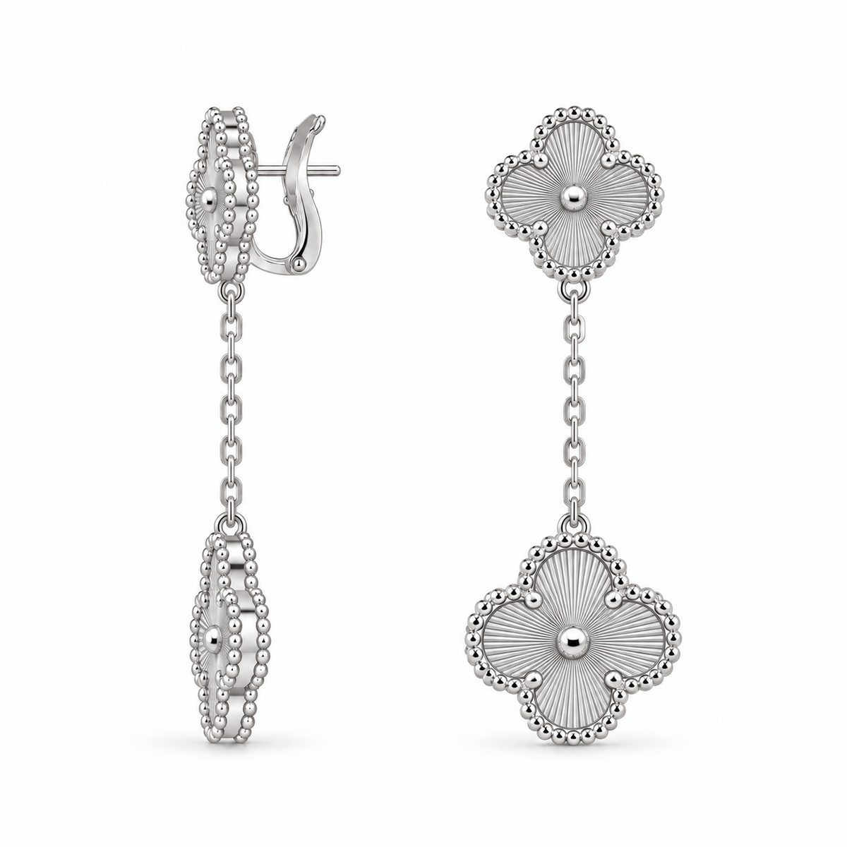 Éclat Argent Clover Drop Earrings
