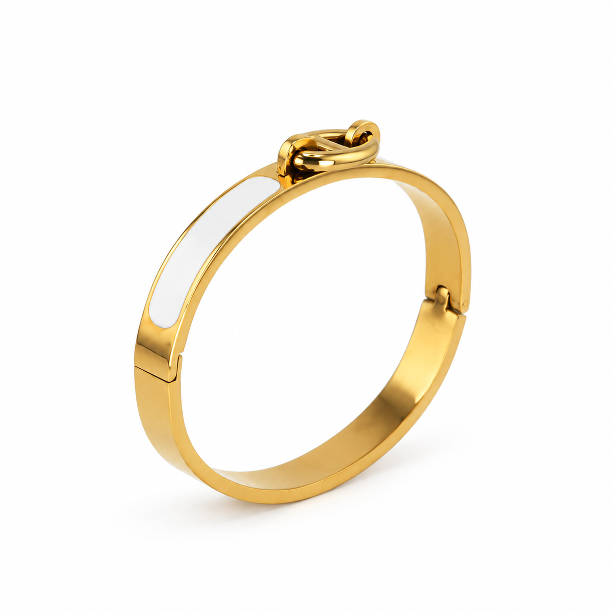 Élise Gold & White Enamel Bangle