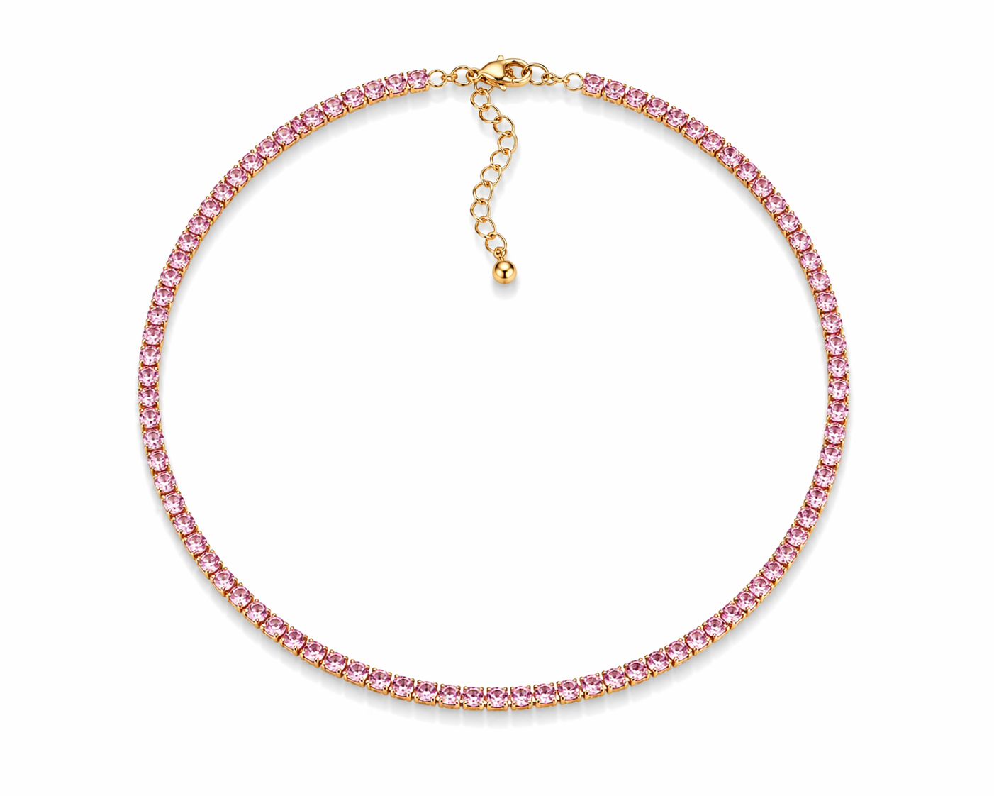 Pink Crystal Tennis Choker