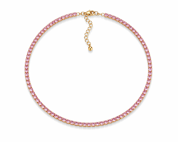 Pink Crystal Tennis Choker