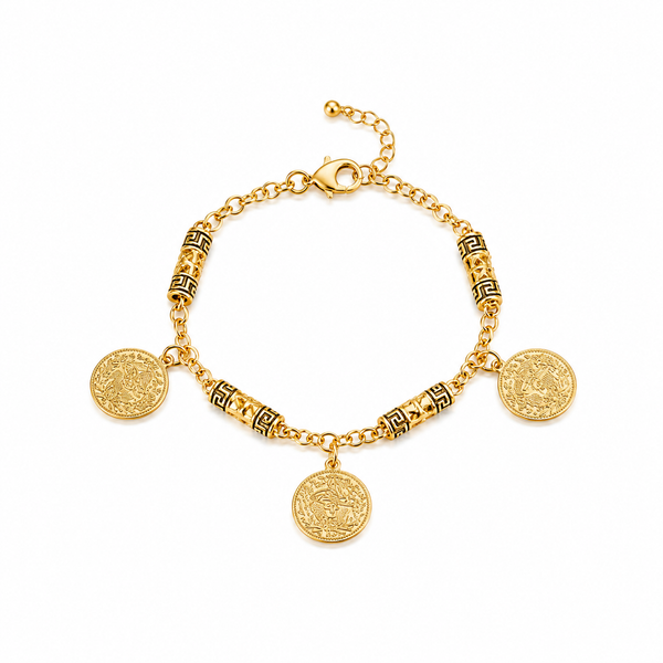 Three Coin Charm Bracelet