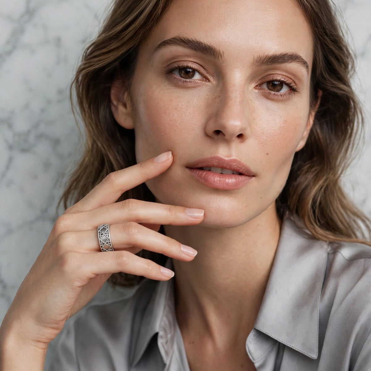 Silver Lattice Ring