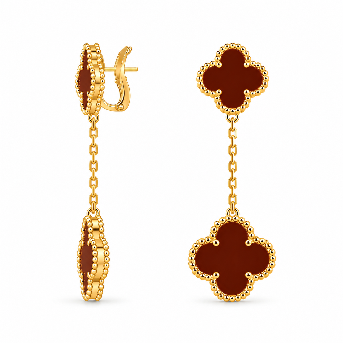 Éclat Bordeaux Clover Drop Earrings