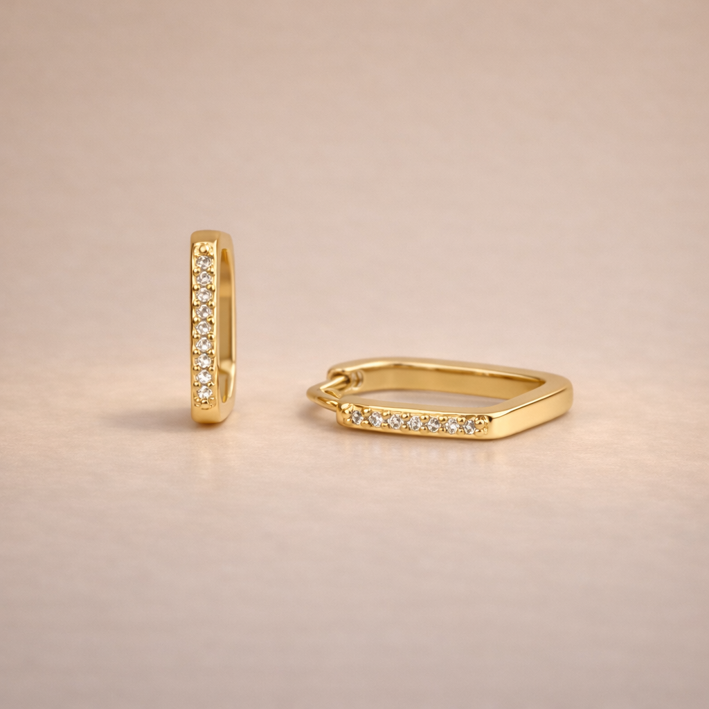 Pavé Rectangular Huggie Earrings
