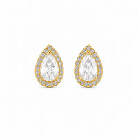 Celeste Pear Halo Stud Earrings