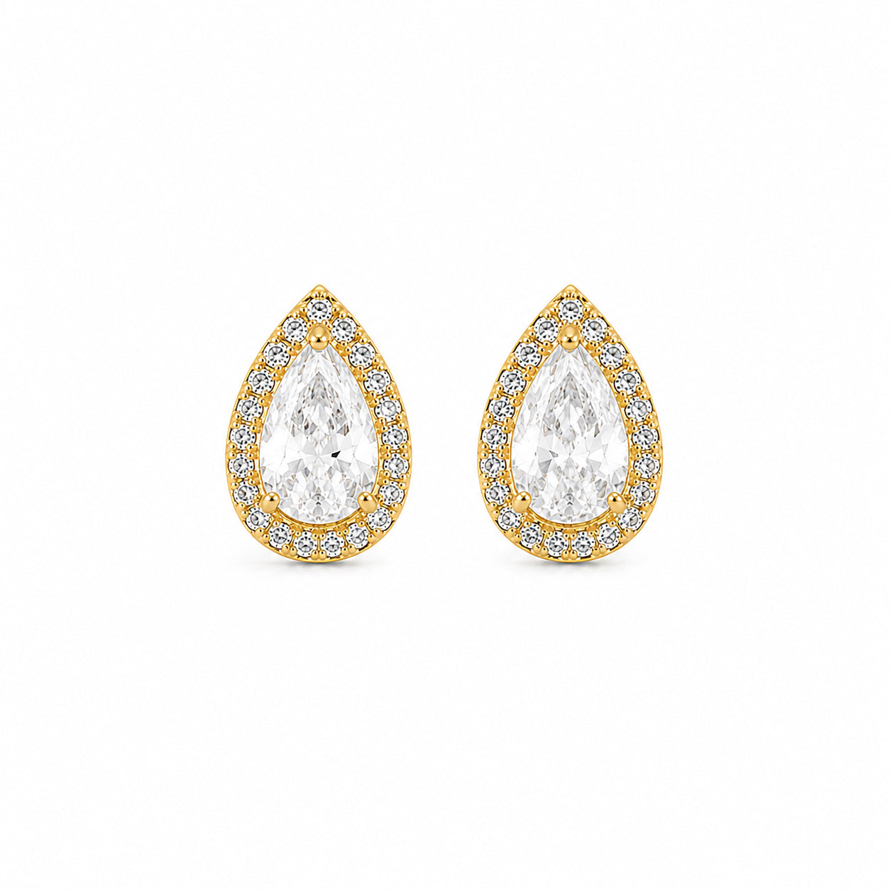 Celeste Pear Halo Stud Earrings