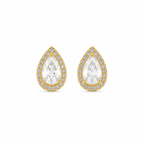 Celeste Pear Halo Stud Earrings